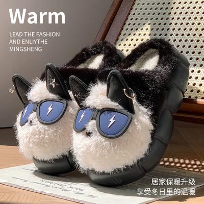 Милые мультяшные хлопковые тапочки, утепленные хлопковые туфли, теплые домашние парные тапочки, осенне-зимние нескользящие комнатные плюшевые тапочки