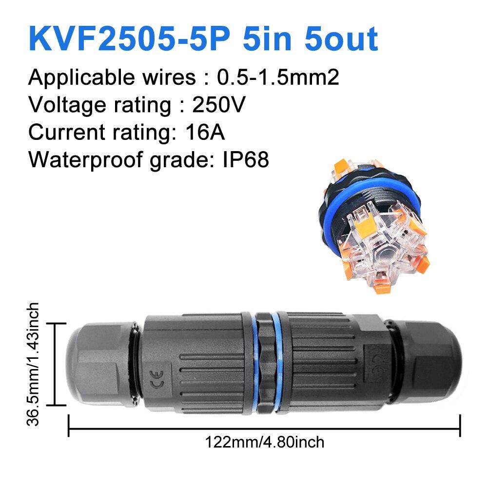 Водонепроницаемый кабельный разъем IP68, быстрое соединение KVSF-15, 2 входа, 2 выхода, 2/3/4/5-контактный электрический клеммный адаптер, соединитель провода
