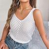 Summer Tops Solid Color V-neck Hollow Out Sleeveless Knitted Sweater Fashion Vacation Vest Women's Clothing