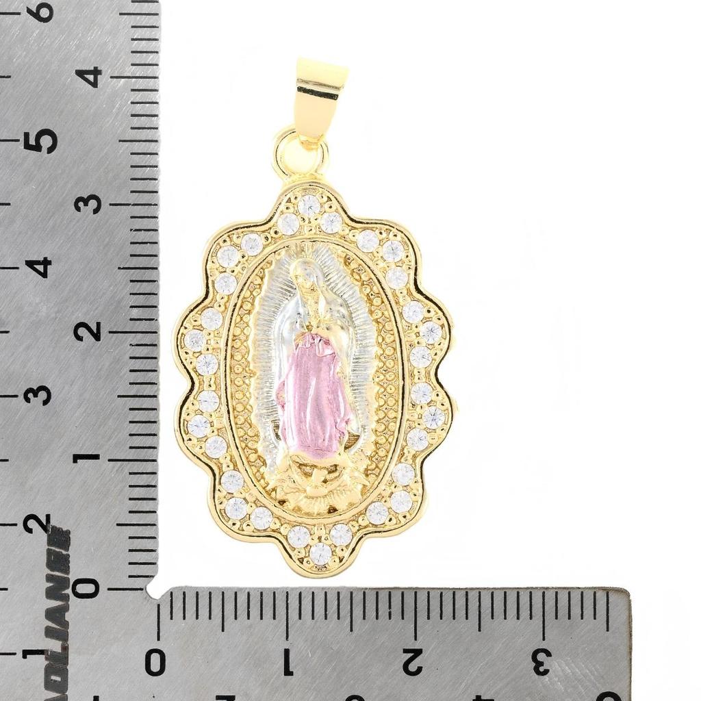 Our Lady of Guadalupe 14K Pendant Angel Wings CZ Zirconia Virgin Mary for Necklace Women Religious Gift Jewelry