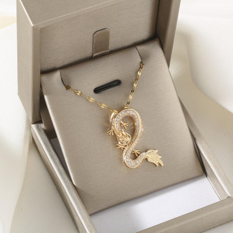 Цепочка для губ хип-хоп властный бесконечный медный микро-инкрустированный циркон дракон леди ожерелье темперамент свет роскошь нишевый дизайн смысл