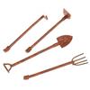4 Pcs Mini Rustic Copper Finish Garden Tool Lifelike Design for Dollhouse Fairy Garden Home Decor