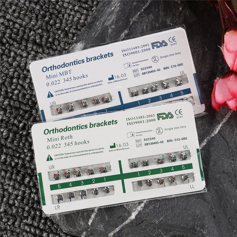 10 шт./Набор Мини Стоматологические Ортодонтические Металлические Брекеты Рот MBT Слот .022 Крючки 3