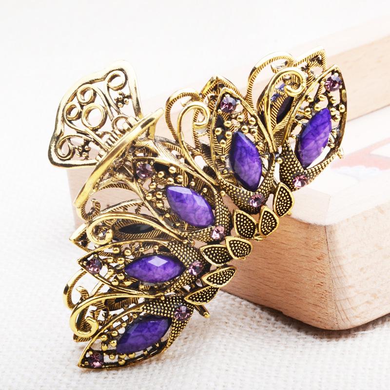 НОВЫЙ винтажный кристалл, смола, цветок, коготь для волос, краб, ювелирные изделия, цветок, заколка для волос в виде павлина, женская заколка для банкета, аксессуары