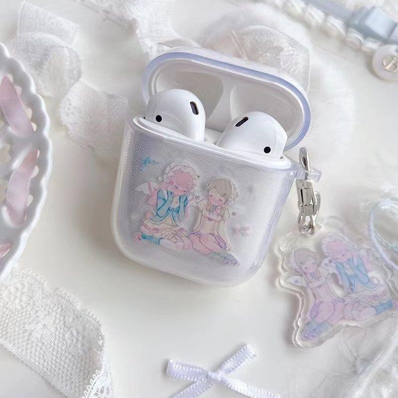Cute Angel is compatible with Apple wireless Bluetooth AirPods 1st generation earphone case, Pro 1st generation protective case
