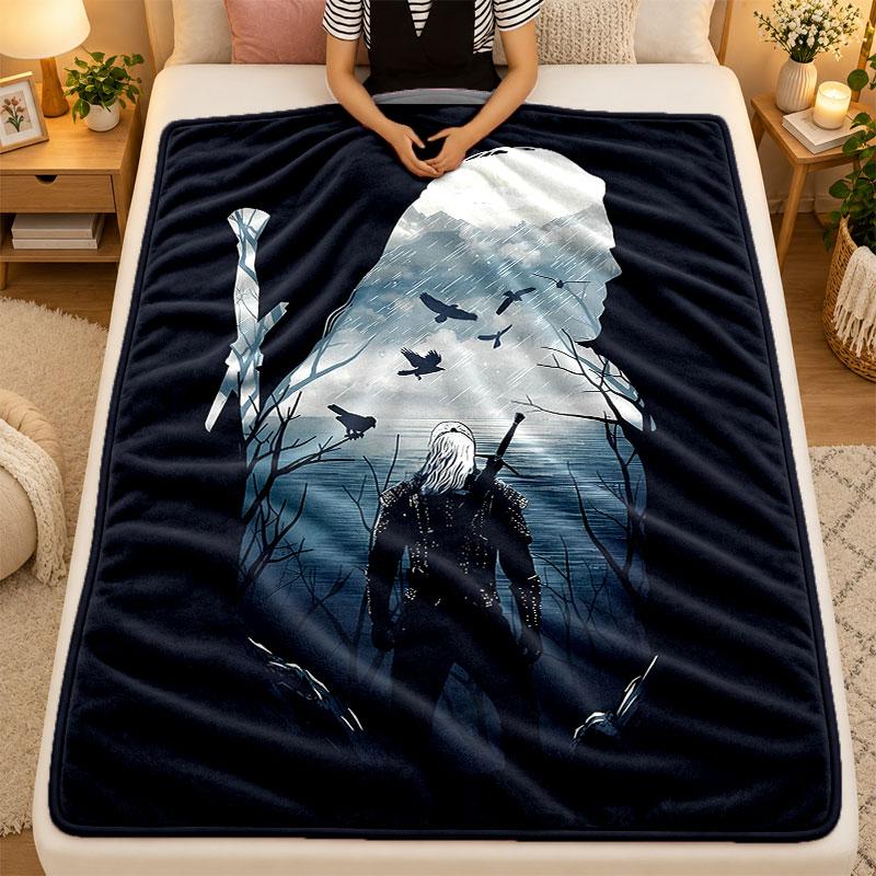 Flannel BlanketGeralt Warm Soft Throw Blanket for Indoor Sofa Bed Living Room Use