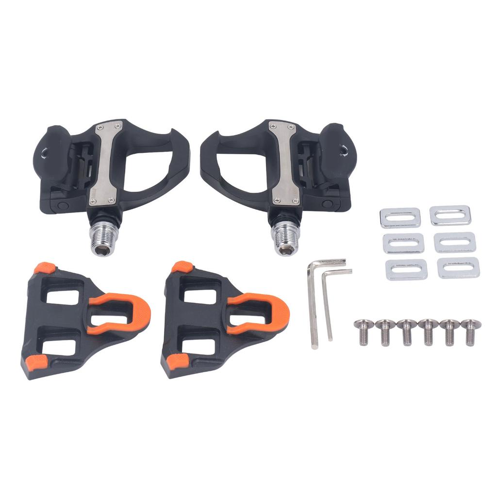 Bicycle Locking Pedals Aerodynamic Cycling Bearing Cleats Self Locking Pedal with Cleats Set for