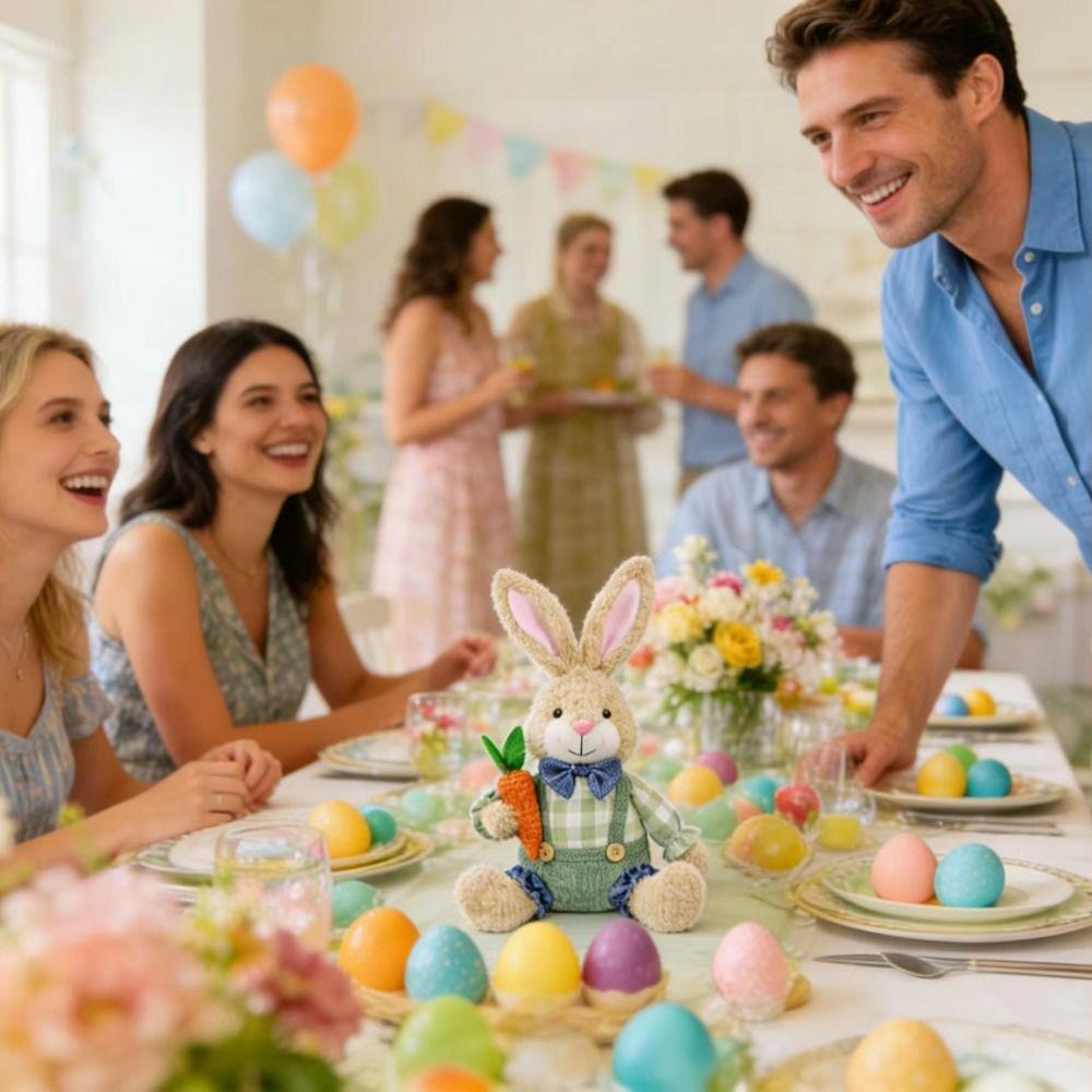 Мягкий Полиэстер Easter Bunny Плюшевая Игрушка Очаровательный Дизайн Плюшевый Материал Имитация Кролика Плюшевая Кукла Сидящие Кролики