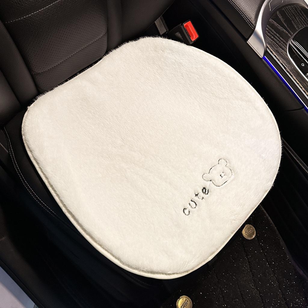Car Seat Cushion with Winter Plush Thick Cushion Cartoon Cute Bear Car Seat Pillow Lumbar Support Pillow Interior Accessories