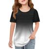 Children Fold T-shirts Short-sleeved Summer Round Collar Gradient Leisure Coat T-shirt