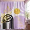Шторка для душа в стиле Mid-Century Modern Декор для ванной комнаты с черными и золотыми листьями Шторка для ванны и душа