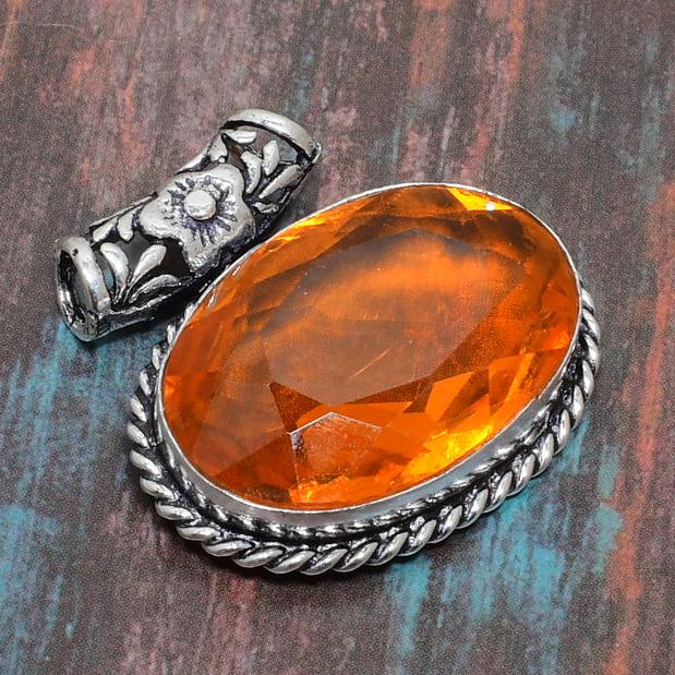 Красивый медовый топаз драгоценный камень стерлингового серебра 925 пробы ювелирный кулон ручной работы