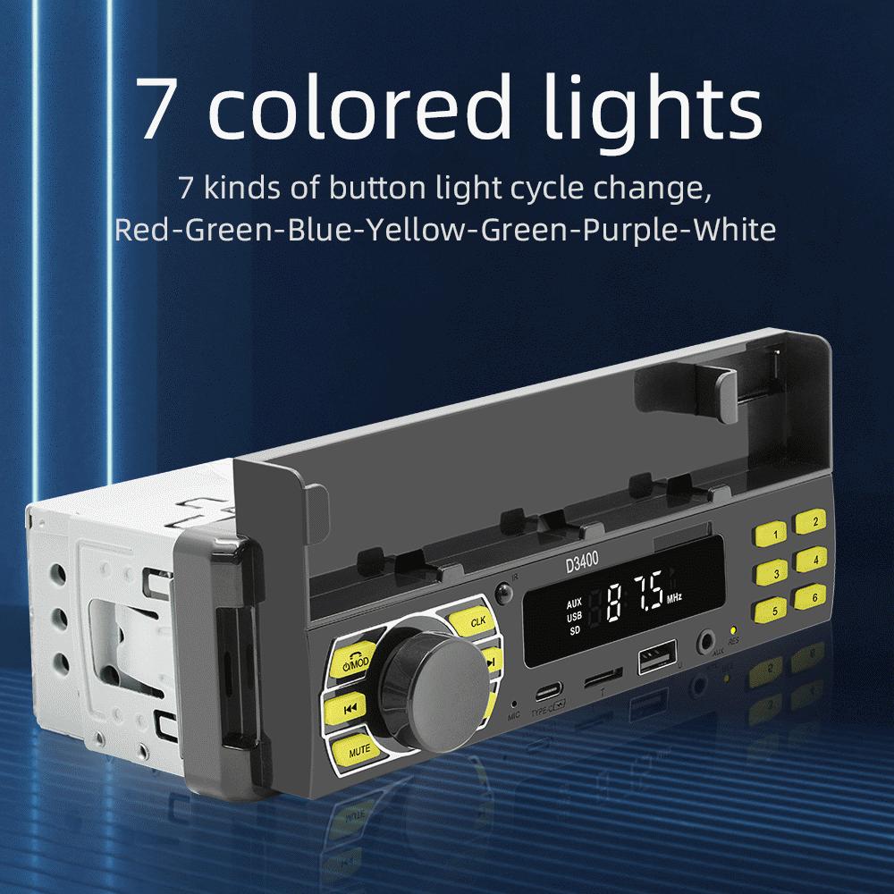 Bluetooth car radio 1 din, 4X45W, FM radio Bluetooth AUX, MP3 FLAC USB Flash drive microSD, Microphone Hands Free,Phone Holder and charging