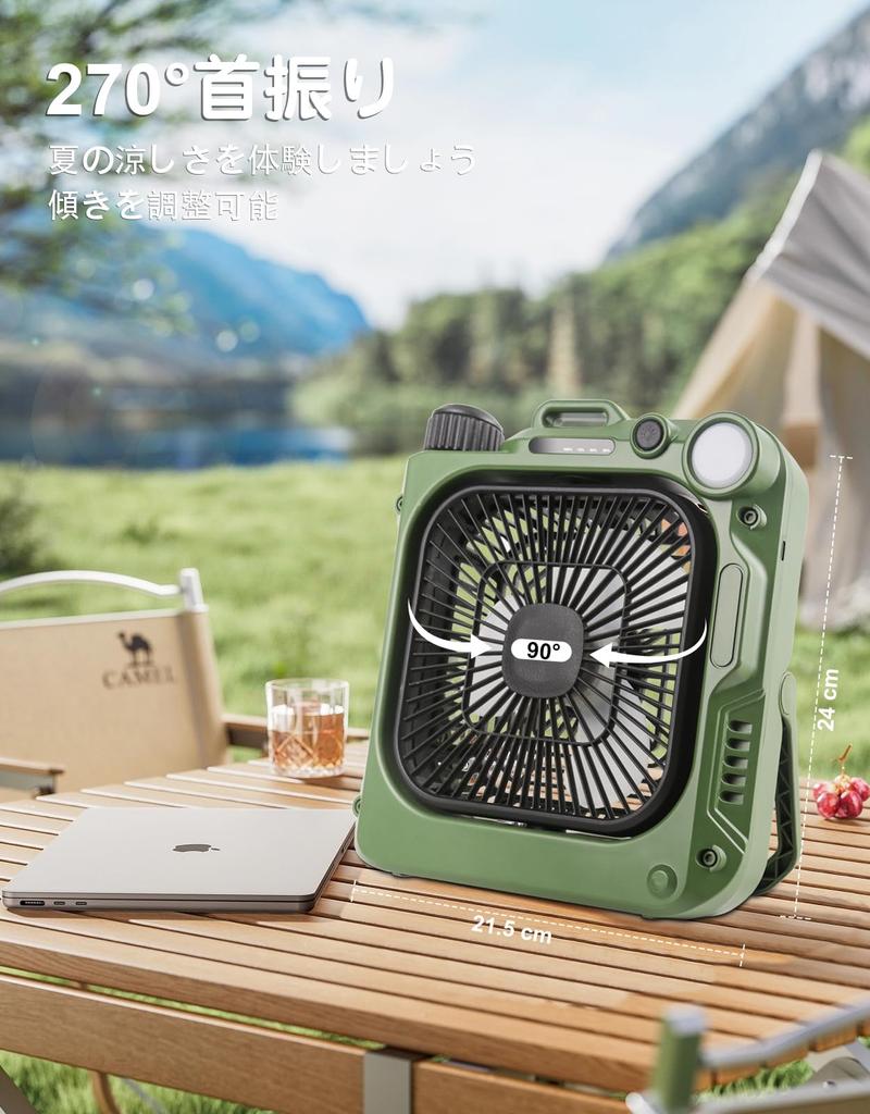 Camping Outdoor Automatic 10000mAh Large Capacity Stepless Air Volume Strong Hanging 3 Level LED Light DC For Outdoor Indoor For Living Prevention