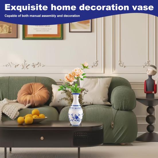 160Pcs/Set 3D Jigsaw Puzzle Vase DIY Handmade Blue White Ceramic Sea Boat