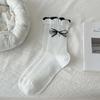 Ladies Spring and Summer Thin Sweet Three Dimensional Flower Solid Color Curled Edge Bow Pile Socks