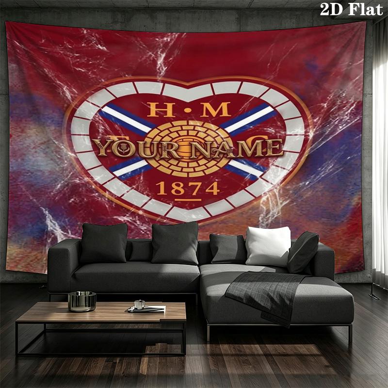 Heart Football Custom Name Wall Tapestry Aesthetic Wall Hanging Printed Fabric Blanket Decorative Tapestries For Bedroom Living Room Home Decor