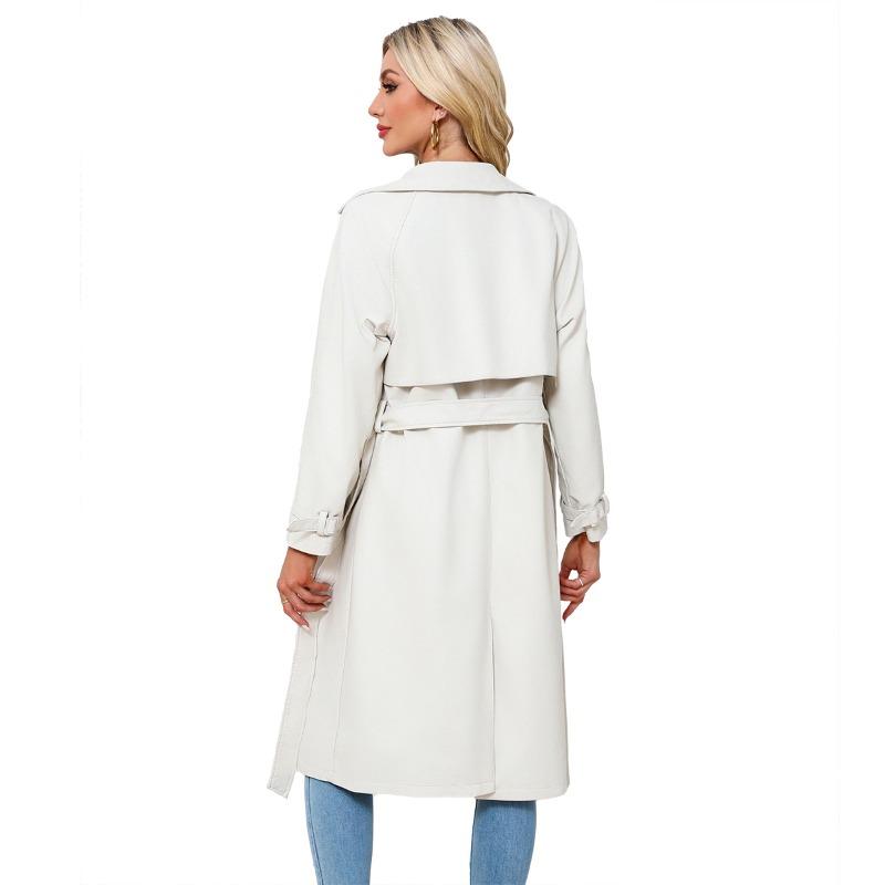 Женский тренч длинная свободная куртка кожаная куртка женская OVERSIZE классическая лацканами куртка с поясом