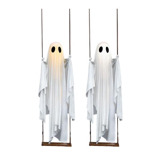 Halloween Outdoor Swing Ghost Decor 5 FT Large Hanging Swing Ghost for Front Porch Yard Tree Haunted House Party Decor