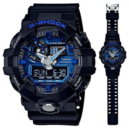 Пластиковые часы G-SHOCK Analog-Digital для мужчин, водостойкие 20 АТМ (GA-710-1A, GA-710-1A2, GA-710GB-1A) (GA-710-1A2 (синий))