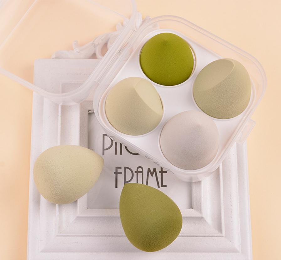 4pcs Makeup sponge carrying case, dual-purpose dry and wet makeup sponge, super soft makeup sponge in a box
