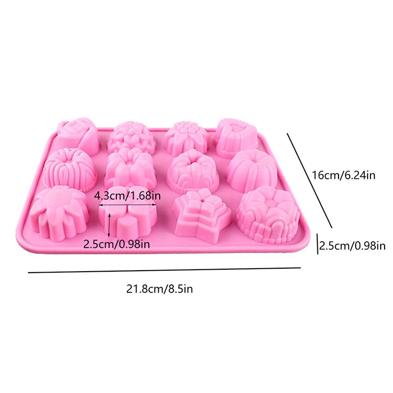 12 отверстий силиконовые формы для выпечки шоколада для духовки индивидуальные 3D мини десерт цветы сердце звезда кексы противень для выпечки кексов