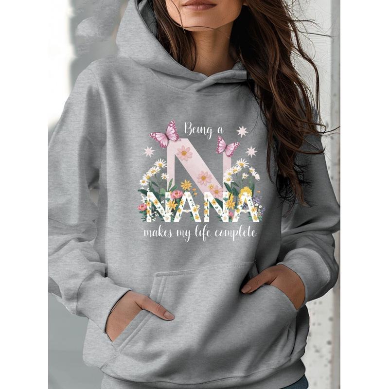2025 Stylish European Long-Sleeve Letter Print Hoodie for Women - Casual Autumn/Winter Sweatshirt