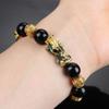 Черная цепь позолоченный температурный талисман с подвеской PiXiu бисер браслет на удачу браслет