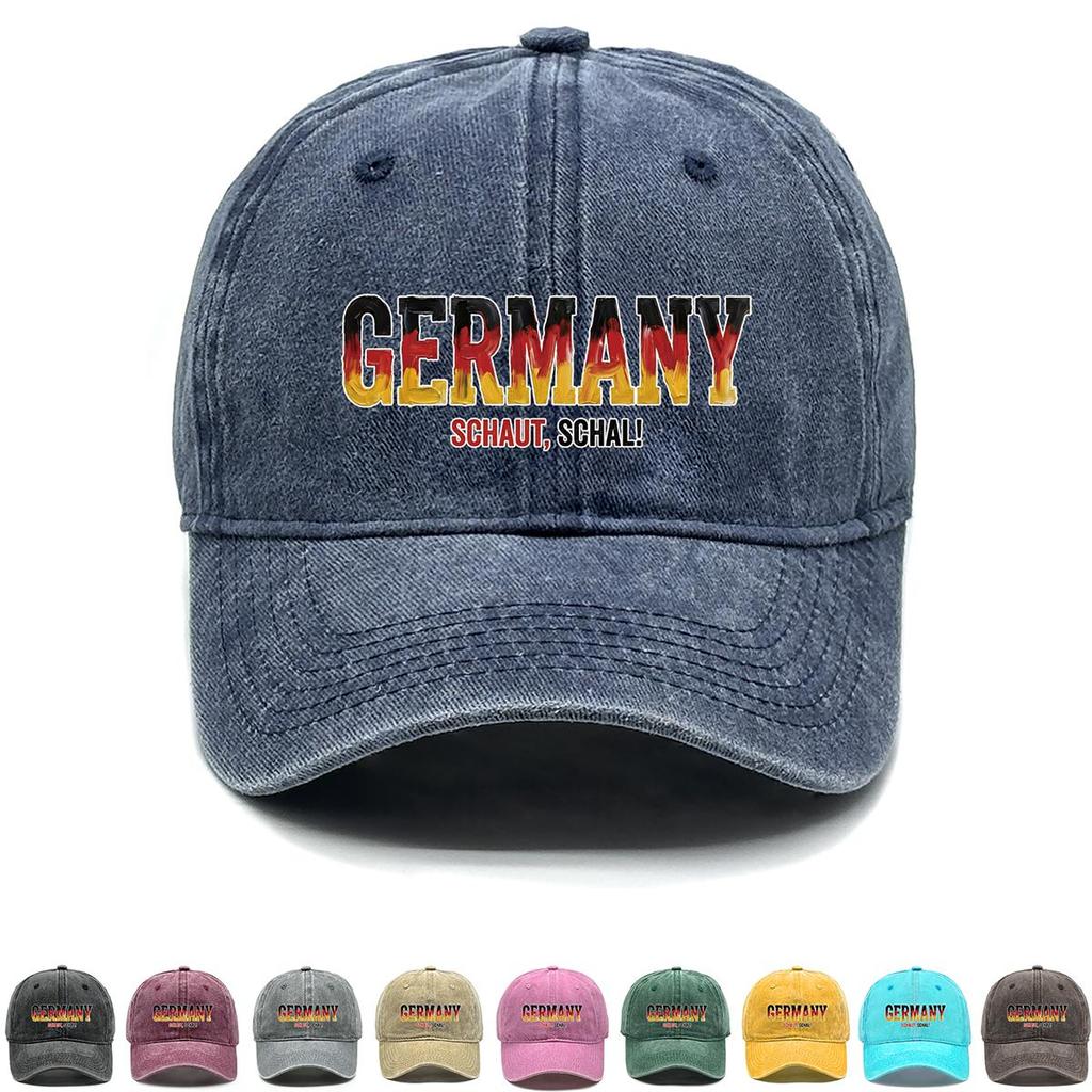 Бейсболка с принтом "GERMANY" "SCHAUT, SCHAL" Флаг, Регулируемая Кепка от Солнца Спортивная Мода Необработанный Козырек Уютная Папина Кепка