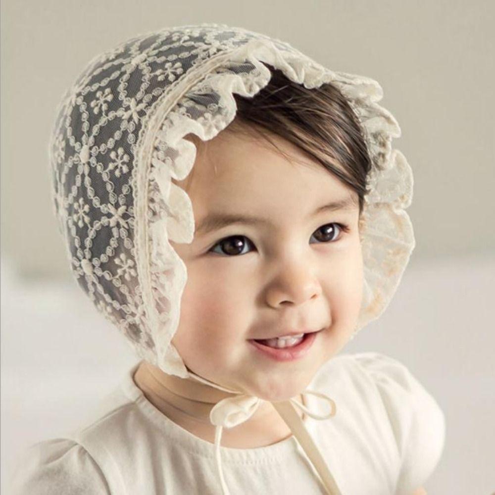 White Baby Lace Hat Breathable Girl Sunhat Ins Lace Ruffle Hat Photo Props