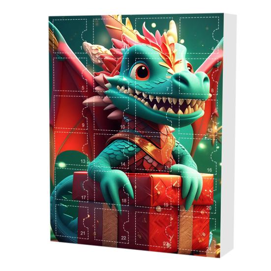 Адвент-календарь с драконом-малышом, 24-дневный календарь обратного отсчета до Рождества внутри, акриловый мультяшный дракончик