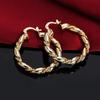 925 Sterling Silver Rope Round 4cm Earrings High Quality 18K Gold Plated Fashion Jewelry
