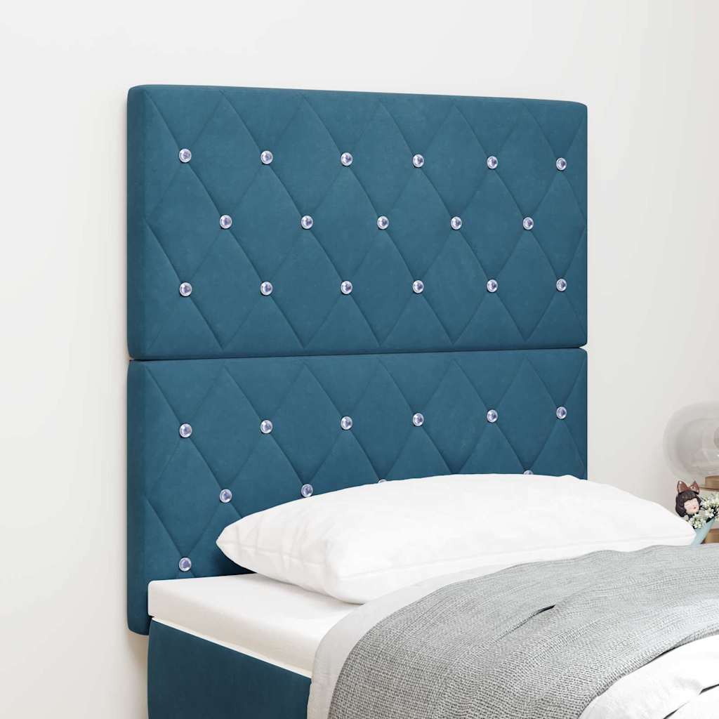 LED Headboard with LED Light Strips Dark Blue 80 cm Velvet