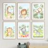 Cute Animal Giraffe Tiger Lion Monkey Zebra Wall Art Mural Canvas Painting Poster Print Wall Pictures Kids Baby Room Home Decor