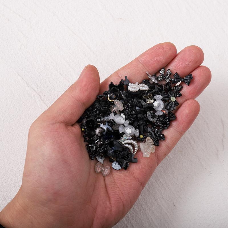 50 шт. смешанные аксессуары для ногтей с бриллиантами, белый, черный, бант Авроры, камелия, 3D украшения для дизайна ногтей