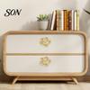 Elegant Flower Shaped Handles Petal Cabinet Knob, Drawer Pulls with Rhinestone Center, Zinc Floral Knobs Alloy Dresser for Bedroom And Kitchen