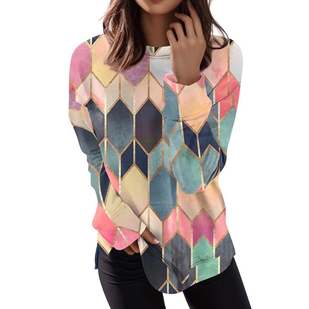 Женский повседневный модный пуловер с длинным рукавом и круглым вырезом с принтом