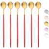 6Pcs Coffee Stirring Spoon Cutlery Set Juice Black Gold Tea Spoon Dinnerware Ice Cream Long Handle Scoop Tableware Kitchen Tools