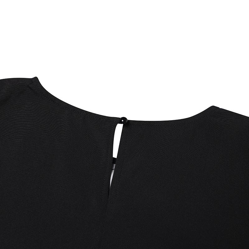 Women Plus Size Round Neck Long Sleeve Square Print Dresses