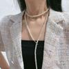Европейское и американское французское повседневное простое длинное жемчужное ожерелье женское универсальное многослойное ожерелье-бахрома, цепочка для свитера, аксессуары для наслаивания на шею