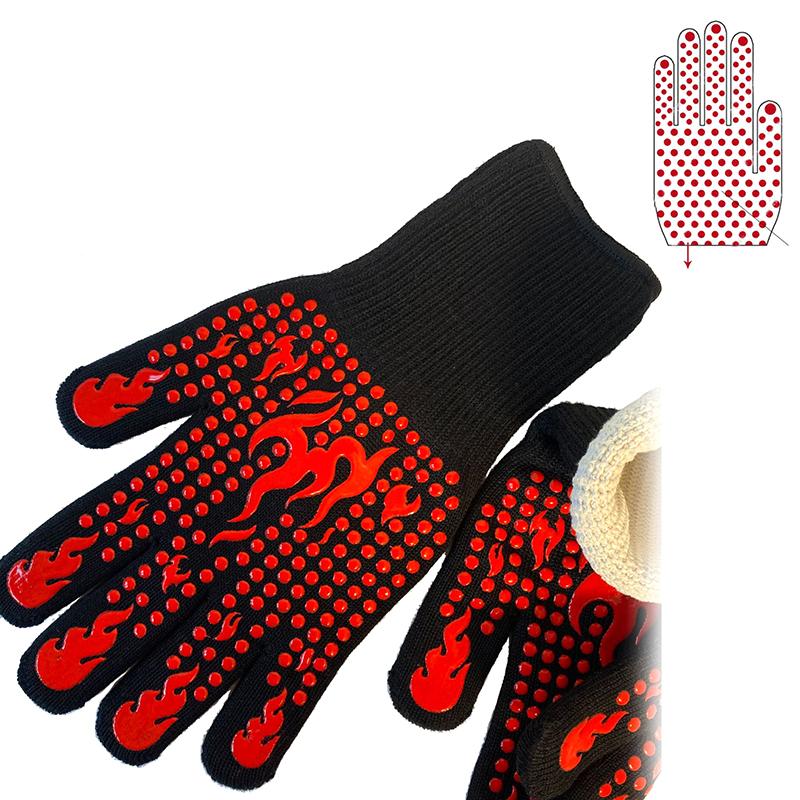 Нескользящие огнестойкие перчатки для микроволновой печи, экстремально жаропрочные рукавицы для духовки, огнестойкие перчатки для барбекю, выдерживающие температуру 300-500 градусов по Цельсию