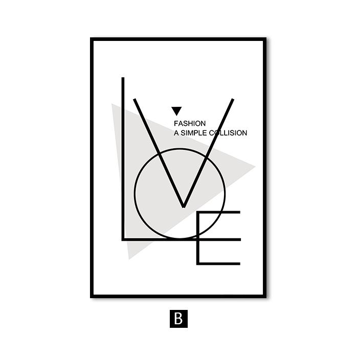 Modern Black White Abstract Tree Canvas Painting Minimalism Wall Art Poster Love Quotes Print Picture for Living Room Bedroom