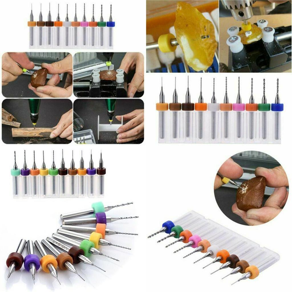 Premium 10pcs Set Of Pcb Carbide Micro Twist Drill Bits Ideal For Precision Work