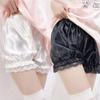 Women Lace Trim Pumpkin Bloomers Imitation Silk Daily Petticoat Panties Shorts Safety Shorts