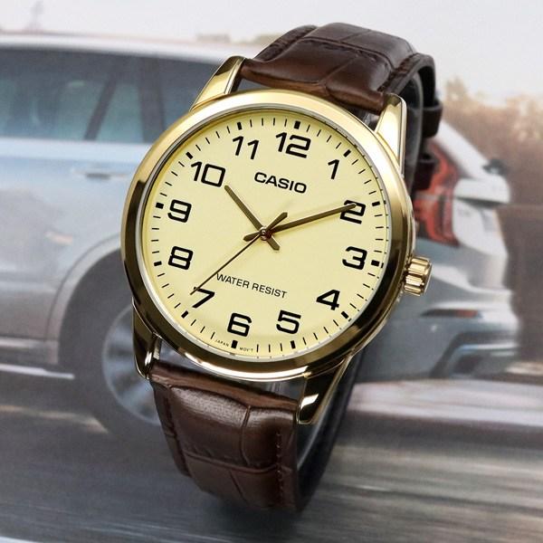 Casio Easy To Use Daily Slim Simple Men and Women Couple Watch 001 Gold White Yellow Men's