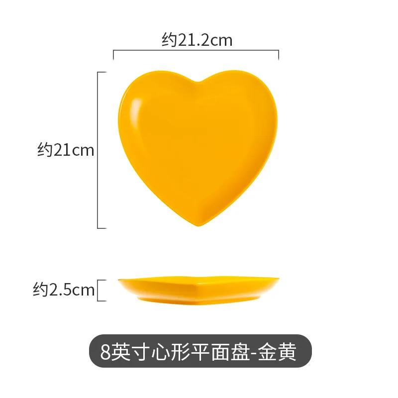 Creative Color Heart 6/8 Inch Ceramic Plate Irregular Ceramic Baking Plate Dinner Salad Dessert Plates Tableware Cooking Dishes