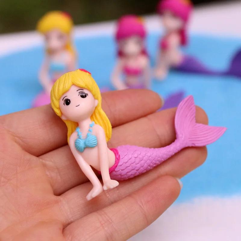 Kawaii Mermaid Figurines Mini Cartoon Mermaid Aquarium/Desk Decorations Children DIY Micro-landscape Accessories