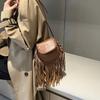 Niche Design Tassel Crossbody Bag Korean Style Lady High-End Fashion New Small Square Bag  Simple Wind Commute Shoulder Pack