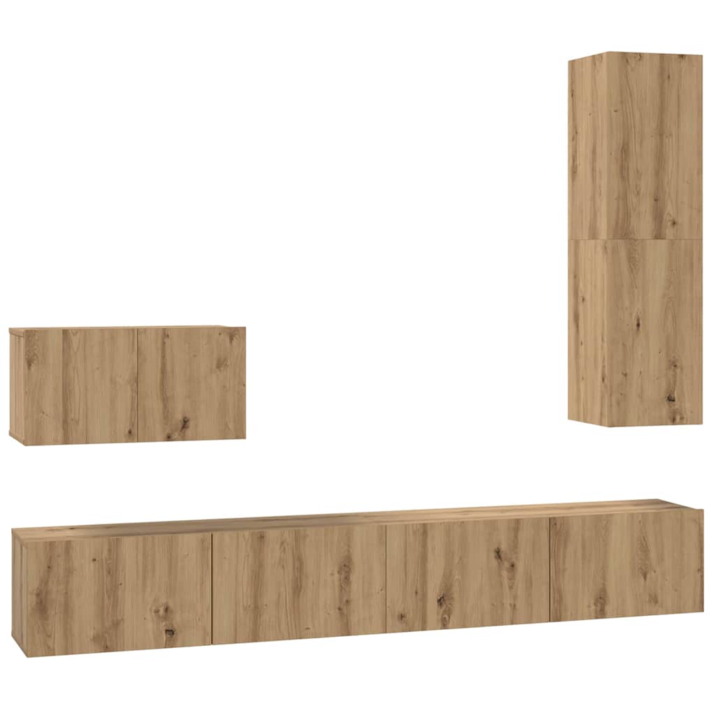 Wall Mounted TV Cabinet 4 pcs Artisan Oak Wood Based Material
