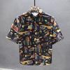 Trendy Summer Short Sleeved Men's Graffiti Flower Shirt New Japanese T-shirt Summer Thin Ice Silk Half Sleeved Shirt